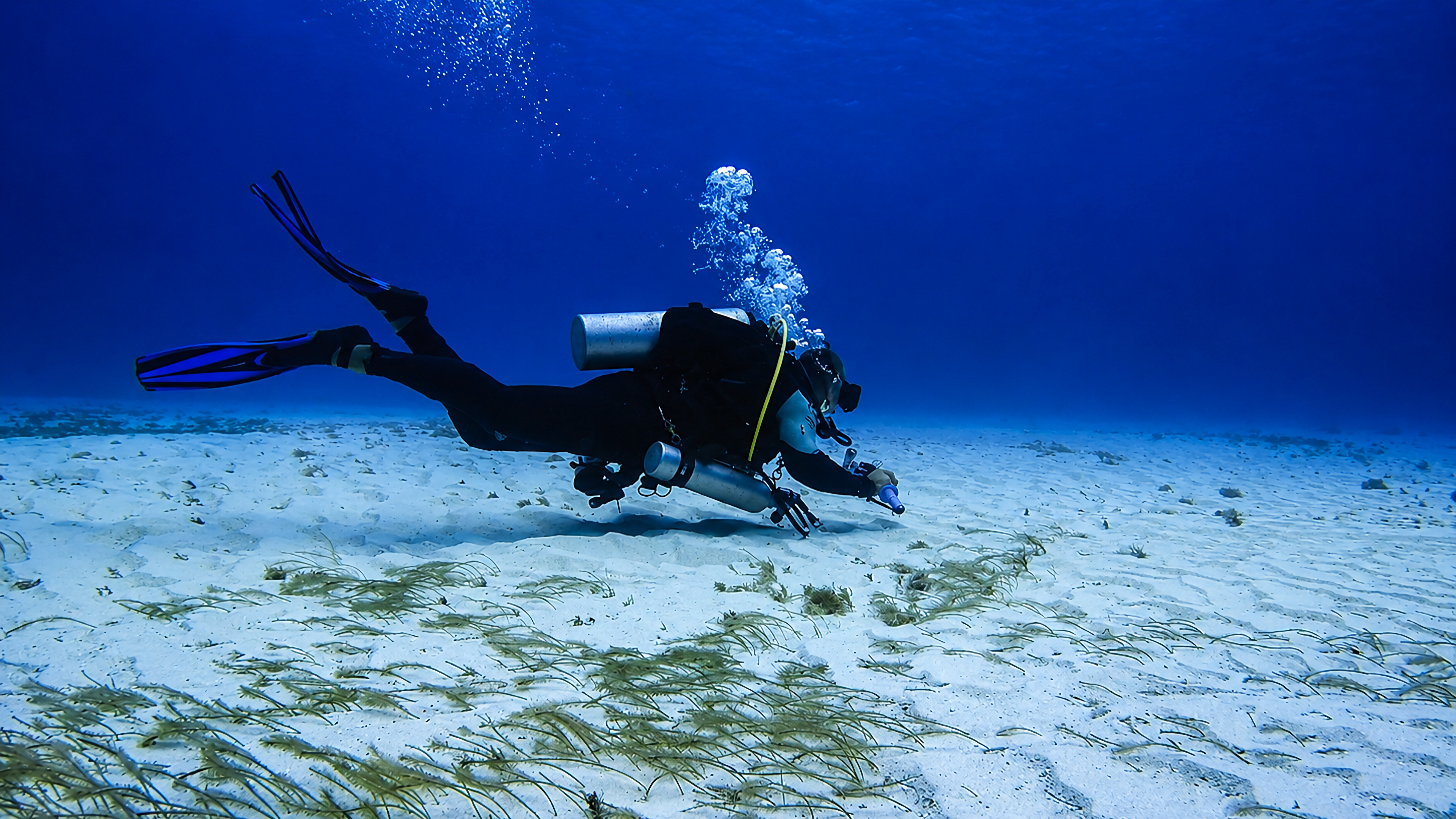 Dennis Jimenez waiting quietly above the sands of Palancar Reef